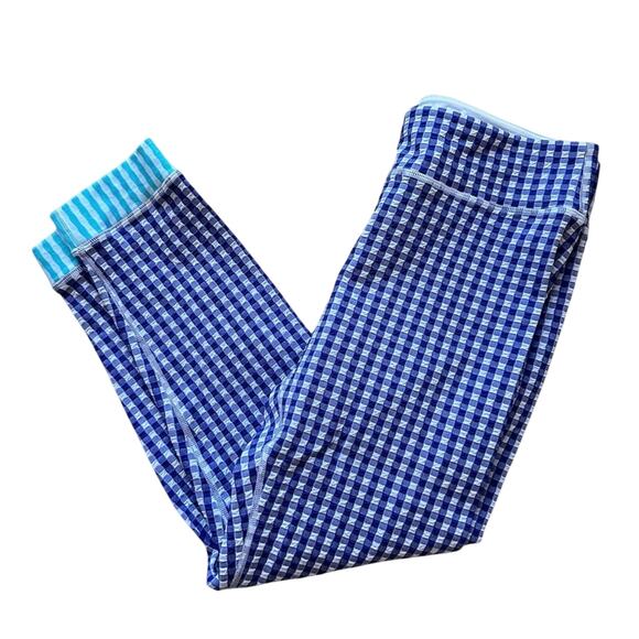 The Upside Pants - Anthropologie The Upside Blue Masilda Gingham Leggings NEW
